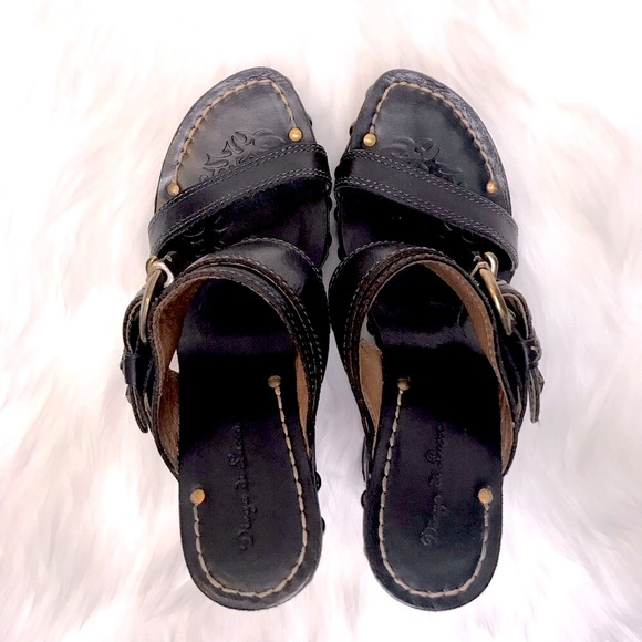 DIEGO DI LUCCA Whimsigoth Y2K leather wood platform sandals 9 - Picture 6 of 12